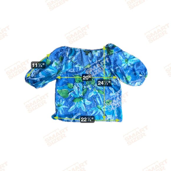 Lauren Ralph‎ Milkmaid Top Womens Size L Silk Floral Watercolor Drawstring Neck - Picture 2 of 7